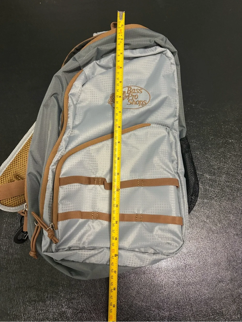Bass Pro Shops Gray Sling Backpack with Tan Accents